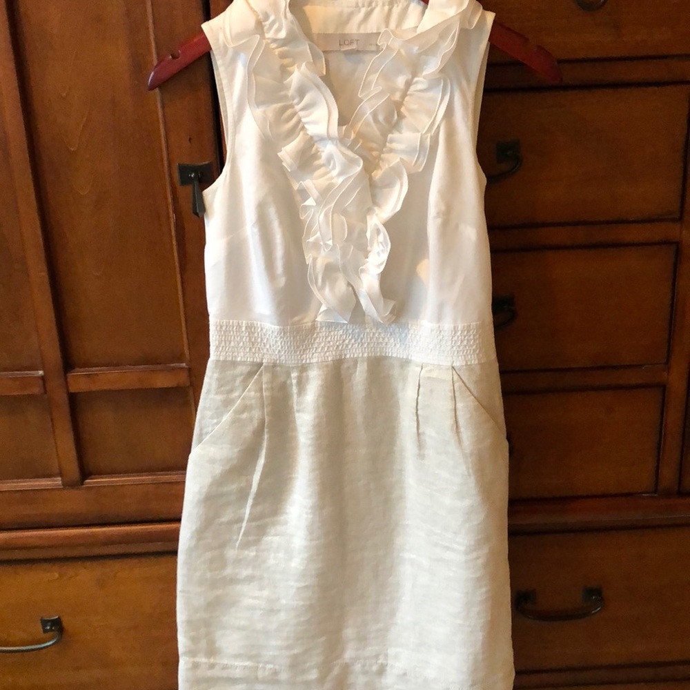 Amazing Loft OP white/gold speck pocket dress